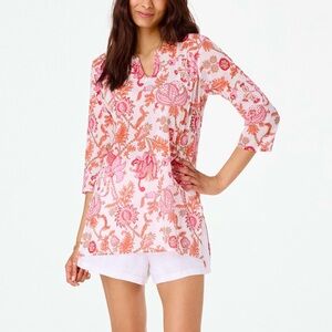 Roberta Roller Rabbit Women's Amanda Kurta Boho Swimsuit Cover Up Tunic Medium